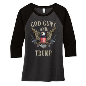 God Guns And Trump 2nd Amendment Flag AR15 American Flag Women's Tri-Blend 3/4-Sleeve Raglan Shirt