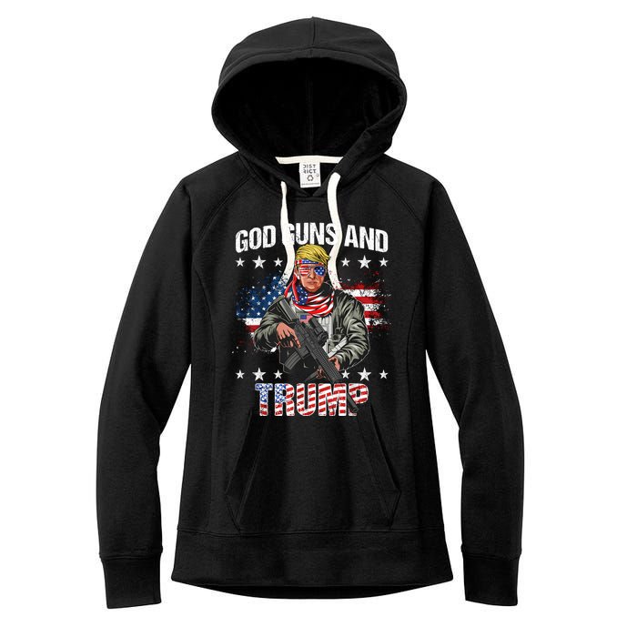 God Guns And Trump 2nd Amendment Flag Ar15 American Flag Women's Fleece Hoodie