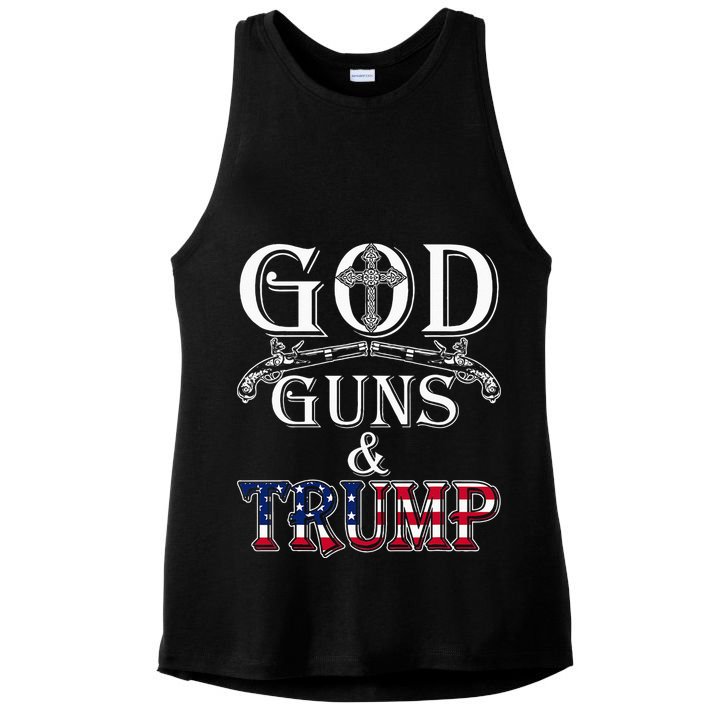 God Guns And Trump 2nd Amendment Trump 45 Ladies PosiCharge Tri-Blend Wicking Tank