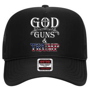 God Guns And Trump 2nd Amendment Trump 45 High Crown Mesh Back Trucker Hat