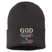 God Guns And Trump 2nd Amendment Trump 45 Sustainable Knit Beanie