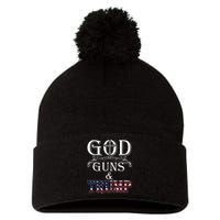 God Guns And Trump 2nd Amendment Trump 45 Pom Pom 12in Knit Beanie