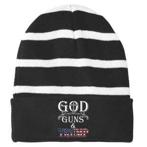 God Guns And Trump 2nd Amendment Trump 45 Striped Beanie with Solid Band