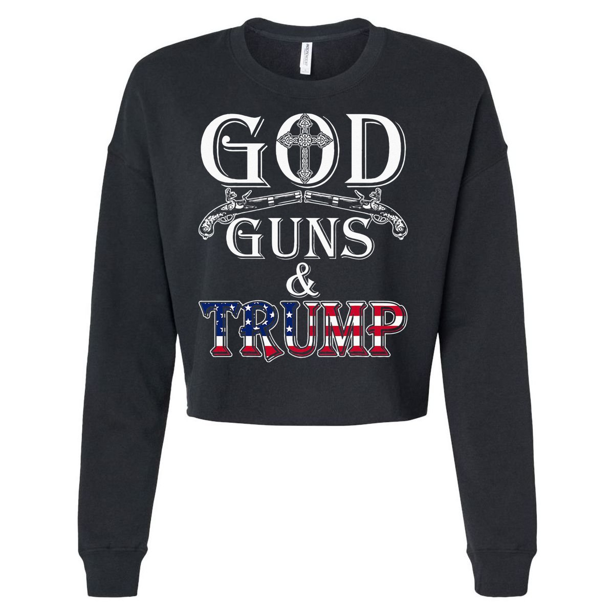 God Guns And Trump 2nd Amendment Trump 45 Cropped Pullover Crew