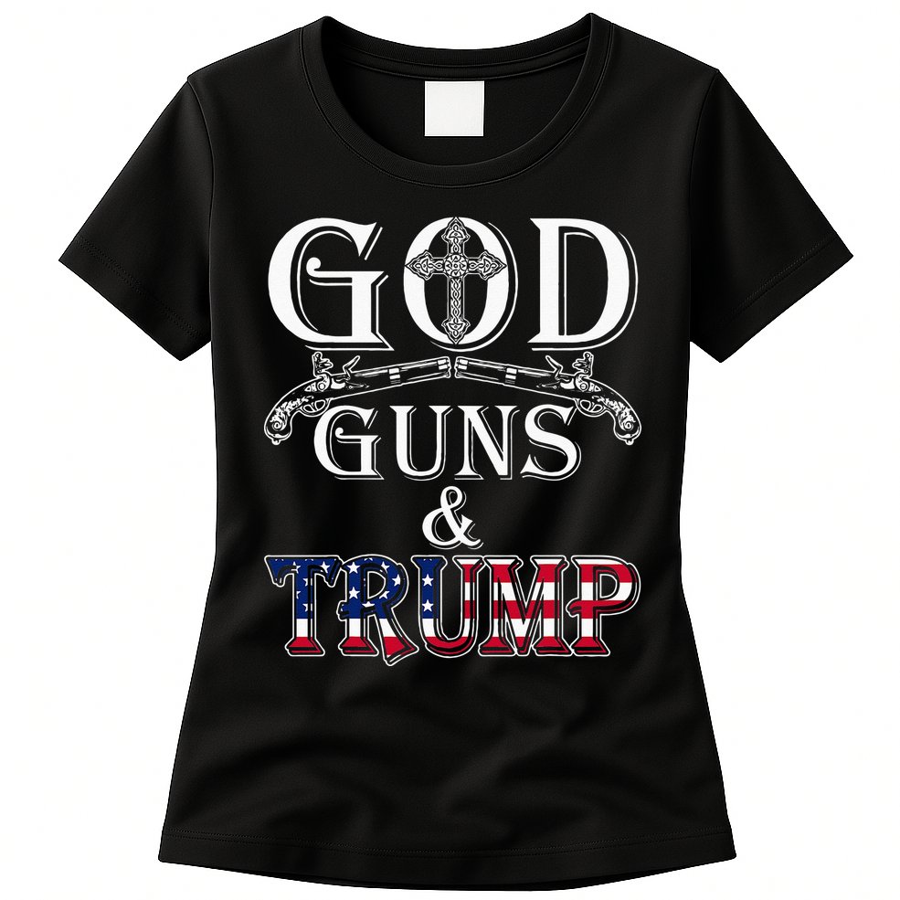 God Guns And Trump 2nd Amendment Trump 45 Womens T-Shirt