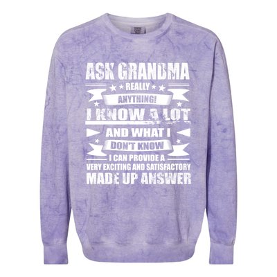 Grandma Gift Ask Her Anything Gift Funny Birthday Mothers Day Gift Colorblast Crewneck Sweatshirt