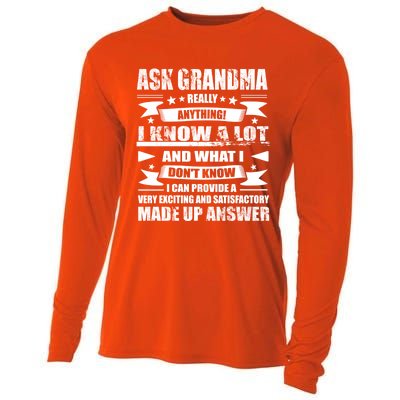 Grandma Gift Ask Her Anything Gift Funny Birthday Mothers Day Gift Cooling Performance Long Sleeve Crew