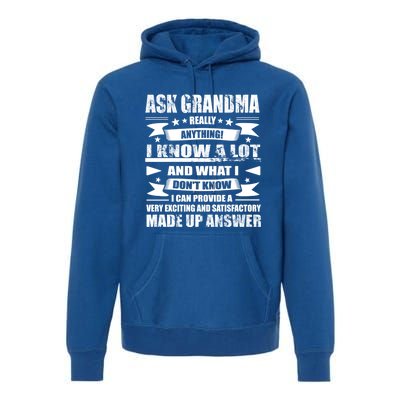 Grandma Gift Ask Her Anything Gift Funny Birthday Mothers Day Gift Premium Hoodie