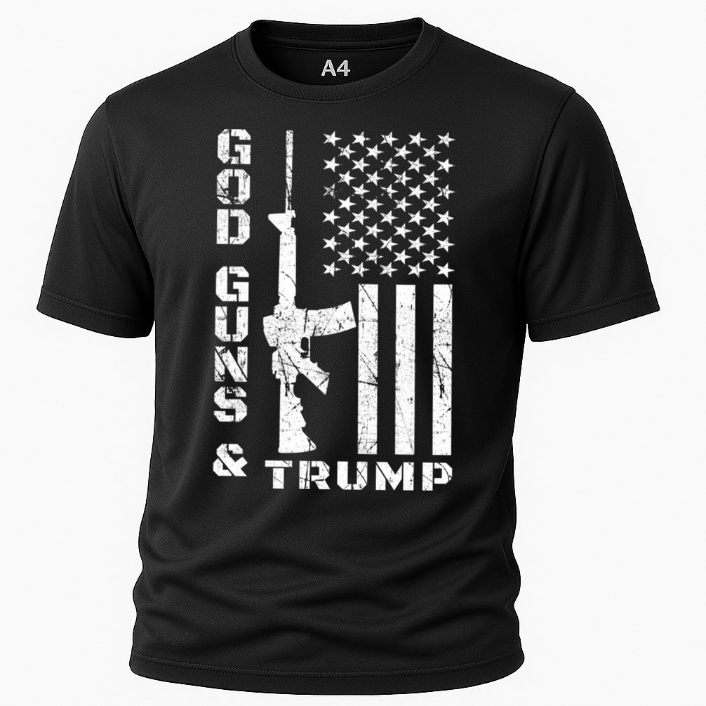 God Guns And Trump Cool Gift 2nd Amendment Flag Ar15 Gift Performance Shirt