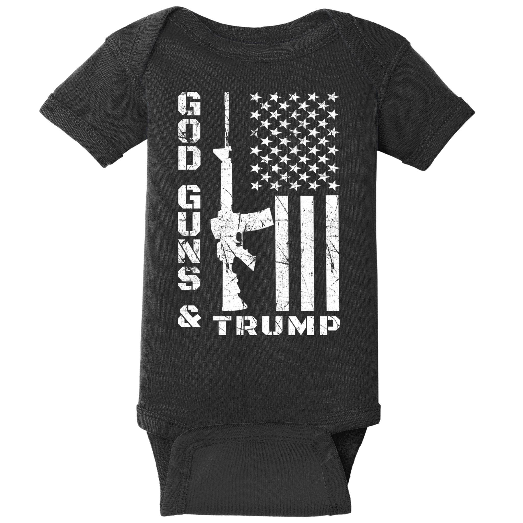 God Guns And Trump Cool Gift 2nd Amendment Flag Ar15 Gift Baby Bodysuit