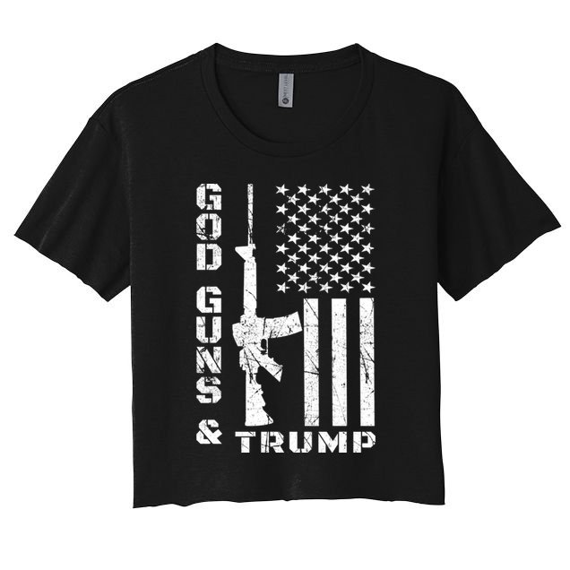 God Guns And Trump Cool Gift 2nd Amendment Flag Ar15 Gift Crop Top
