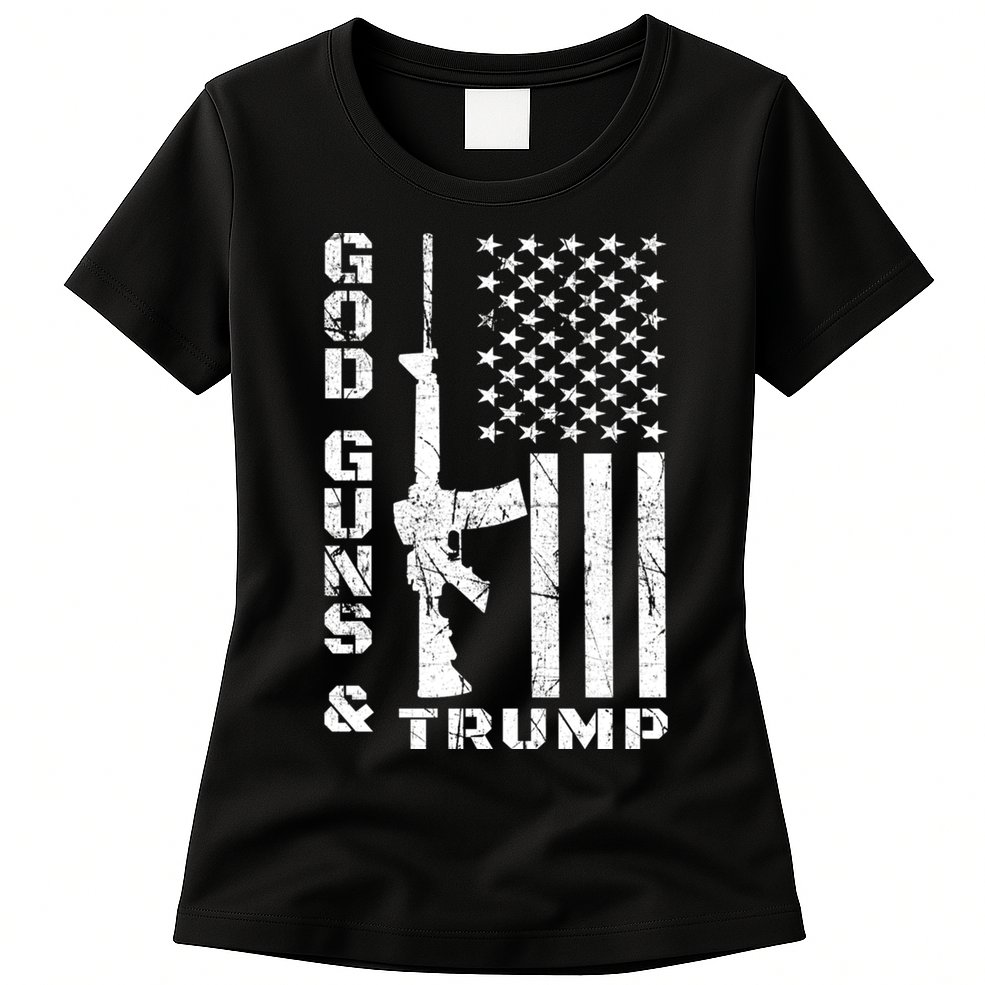 God Guns And Trump Cool Gift 2nd Amendment Flag Ar15 Gift Womens T-Shirt