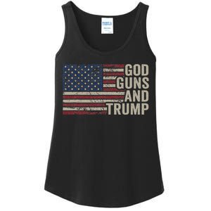 God Guns And Trump Pro God Gun Funny Republican Usa Flag Ladies Essential Tank