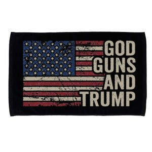 God Guns And Trump Pro God Gun Funny Republican Usa Flag Microfiber Hand Towel