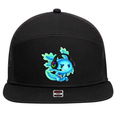 Gamesolotl Gaming Axolotl Clothing   7 Panel Mesh Trucker Snapback Hat