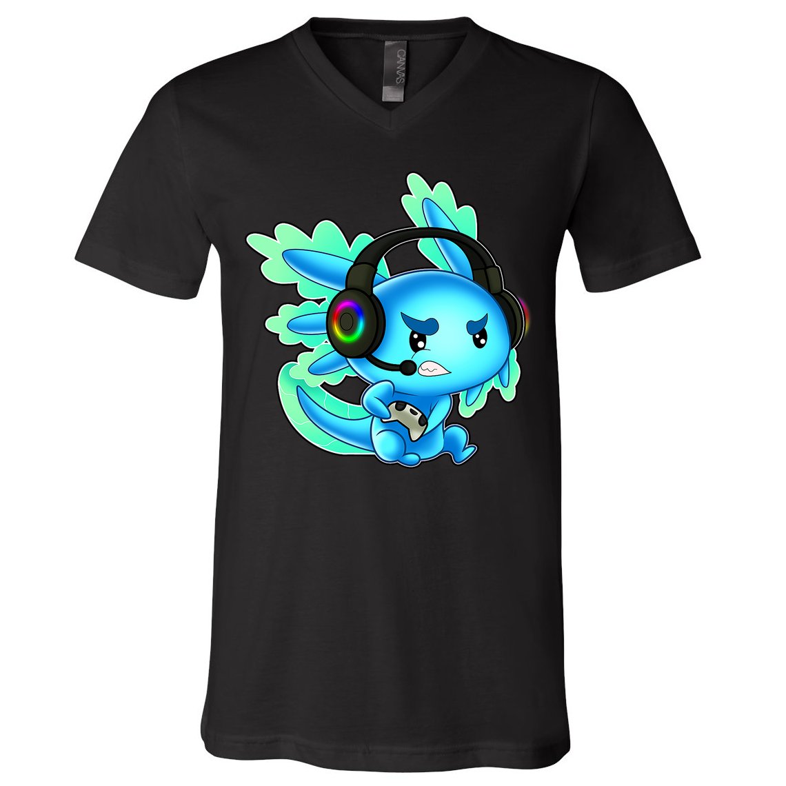 Gamesolotl Gaming Axolotl Clothing   V-Neck T-Shirt