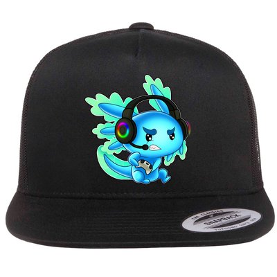 Gamesolotl Gaming Axolotl Clothing   Flat Bill Trucker Hat