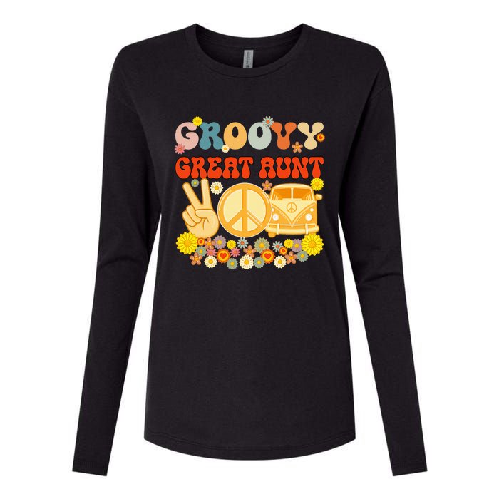 Groovy Great Aunt Retro Matching Family Baby Shower Mother Womens Cotton Relaxed Long Sleeve T-Shirt