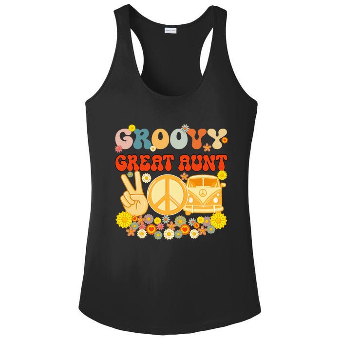 Groovy Great Aunt Retro Matching Family Baby Shower Mother Ladies PosiCharge Competitor Racerback Tank