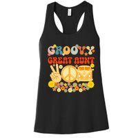 Groovy Great Aunt Retro Matching Family Baby Shower Mother Women's Racerback Tank