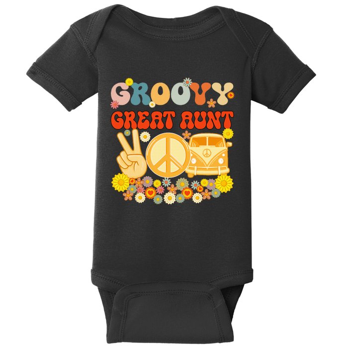 Groovy Great Aunt Retro Matching Family Baby Shower Mother Baby Bodysuit