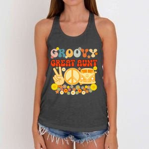 Groovy Great Aunt Retro Matching Family Baby Shower Mother Women's Knotted Racerback Tank