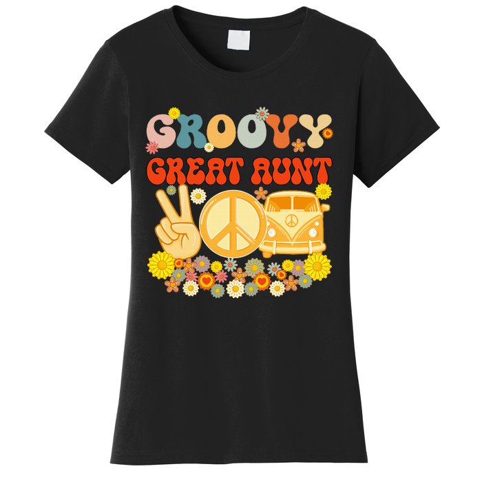 Groovy Great Aunt Retro Matching Family Baby Shower Mother Women's T-Shirt