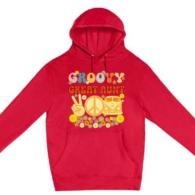 Groovy Great Aunt Retro Matching Family Baby Shower Mother Premium Pullover Hoodie