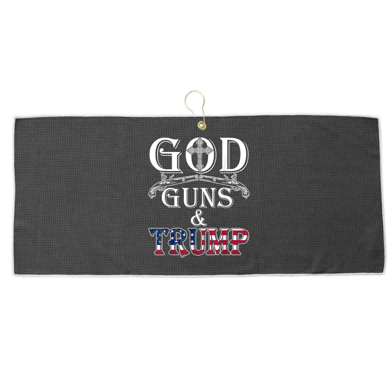 God Guns And Trump 2nd Amendment Large Microfiber Waffle Golf Towel