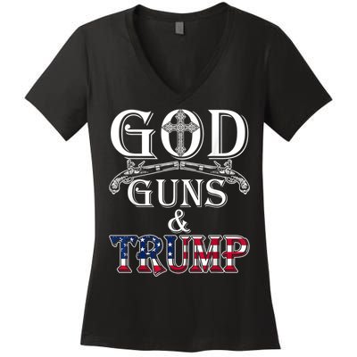 God Guns And Trump 2nd Amendment Women's V-Neck T-Shirt
