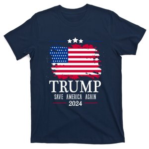 Great Gift American Flag Trump 2024 Save America Again T-Shirt