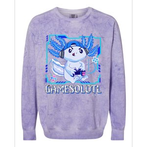 Gamesolotl Gamer Axolotl Video Games Anime Lizard Colorblast Crewneck Sweatshirt