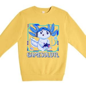 Gamesolotl Gamer Axolotl Video Games Anime Lizard Premium Crewneck Sweatshirt