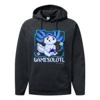 Gamesolotl Gamer Axolotl Video Games Anime Lizard Performance Fleece Hoodie