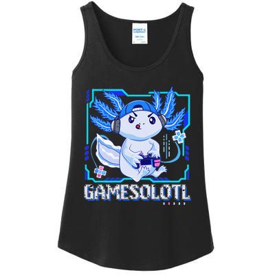 Gamesolotl Gamer Axolotl Video Games Anime Lizard Ladies Essential Tank