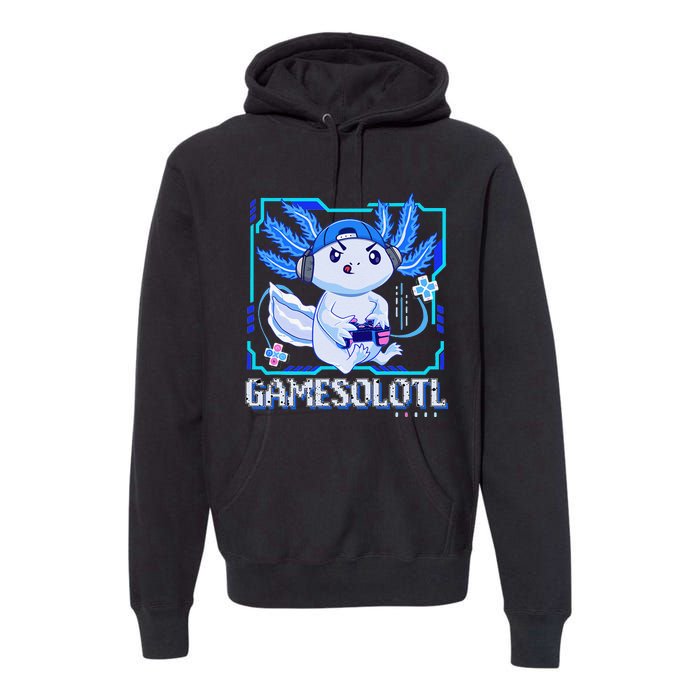 Gamesolotl Gamer Axolotl Video Games Anime Lizard Premium Hoodie