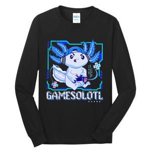 Gamesolotl Gamer Axolotl Video Games Anime Lizard Tall Long Sleeve T-Shirt