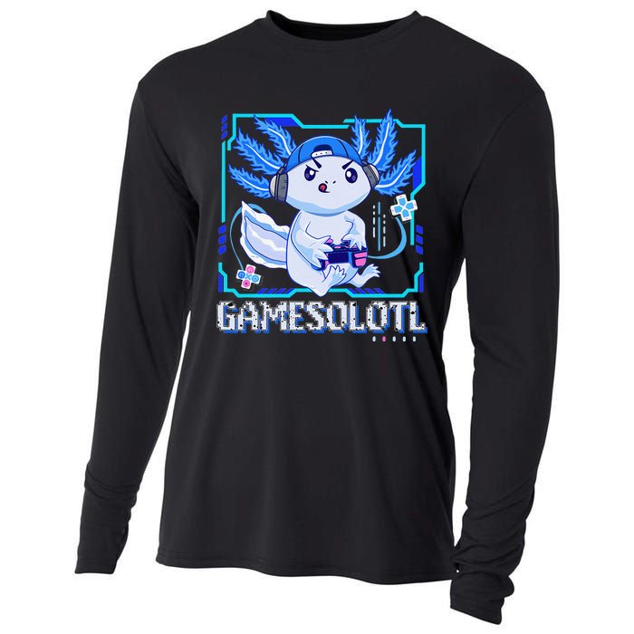 Gamesolotl Gamer Axolotl Video Games Anime Lizard Cooling Performance Long Sleeve Crew