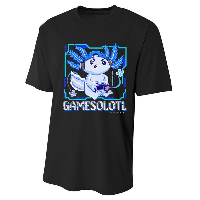 Gamesolotl Gamer Axolotl Video Games Anime Lizard Performance Sprint T-Shirt