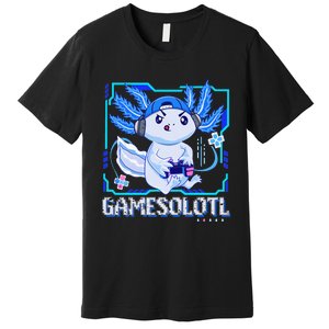 Gamesolotl Gamer Axolotl Video Games Anime Lizard Premium T-Shirt