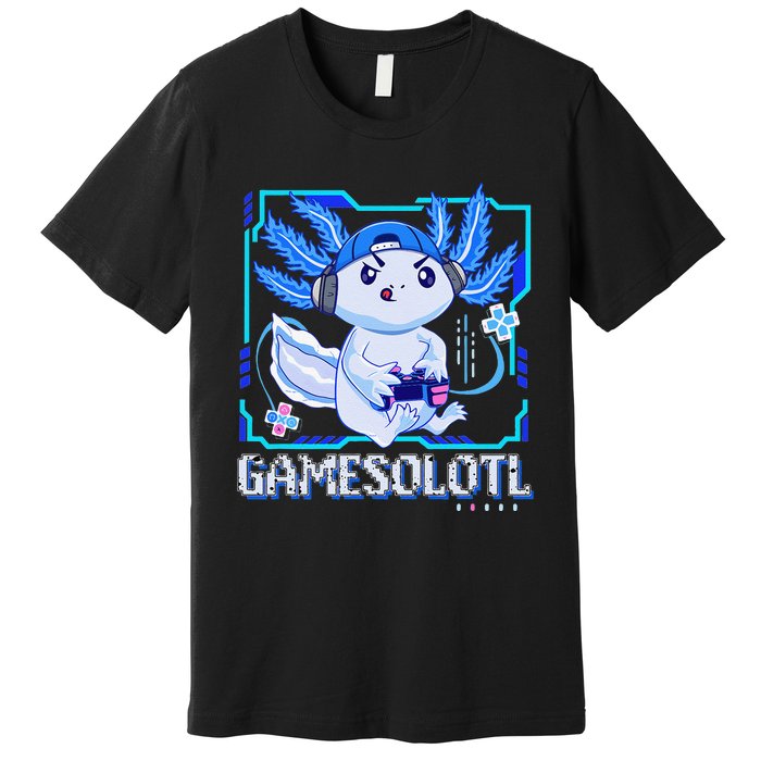 Gamesolotl Gamer Axolotl Video Games Anime Lizard Premium T-Shirt