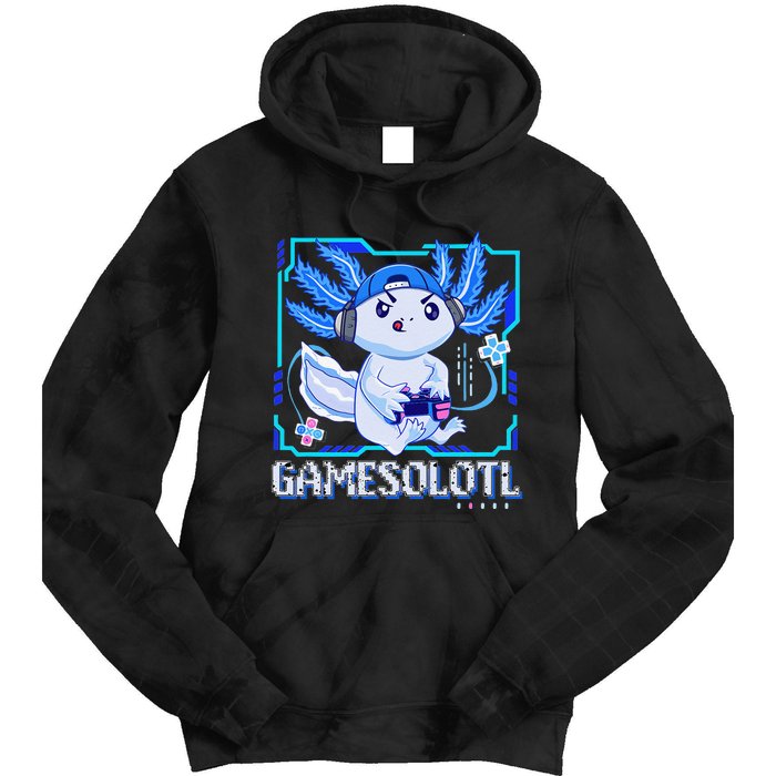 Gamesolotl Gamer Axolotl Video Games Anime Lizard Tie Dye Hoodie