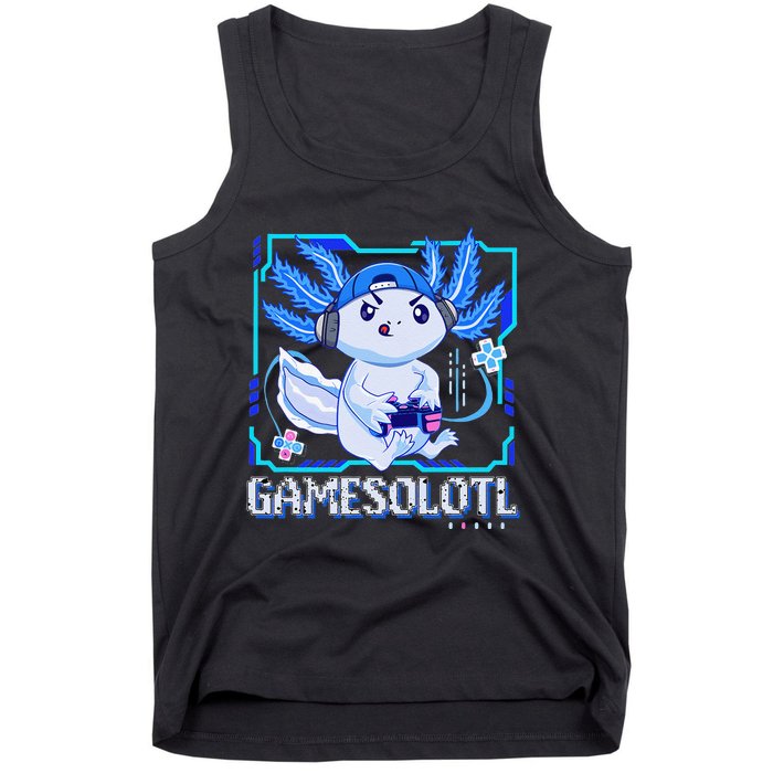 Gamesolotl Gamer Axolotl Video Games Anime Lizard Tank Top