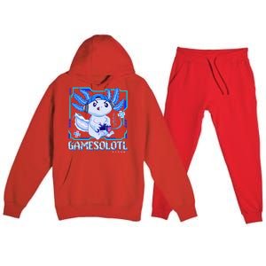 Gamesolotl Gamer Axolotl Video Games Anime Lizard Premium Hooded Sweatsuit Set