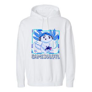 Gamesolotl Gamer Axolotl Video Games Anime Lizard Garment-Dyed Fleece Hoodie