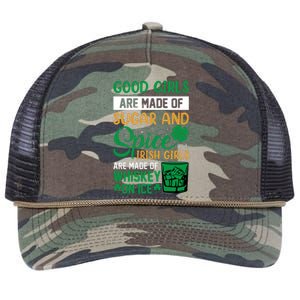 Good Girl Are Made Of Sugar And Spice Irish Girl Are Made Of Whiskey On Ice Retro Rope Trucker Hat Cap