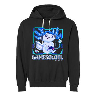 Gamesolotl Gamer Axolotl Boys Video Games Anime Lizard Garment-Dyed Fleece Hoodie