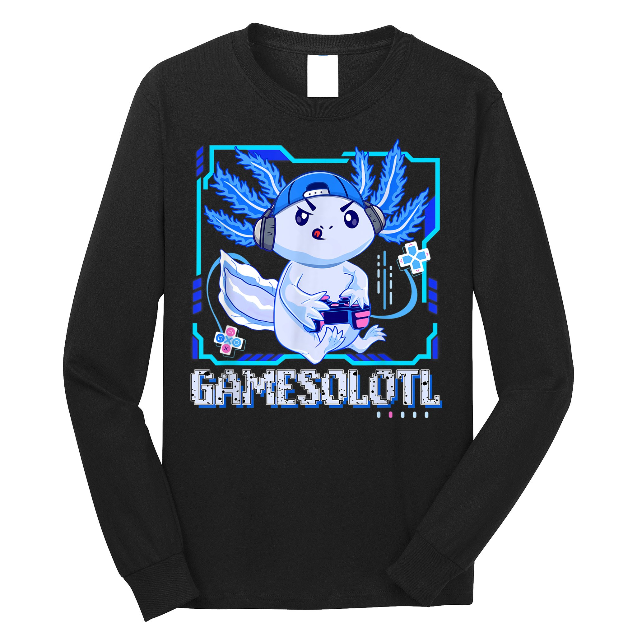 Gamesolotl Gamer Axolotl Boys Video Games Anime Lizard Long Sleeve Shirt