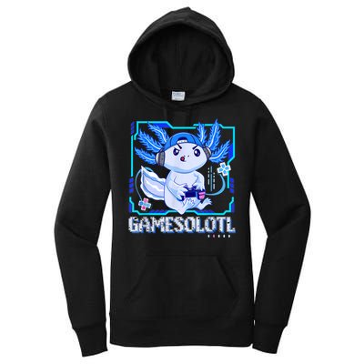 Gamesolotl Gamer Axolotl Boys Video Games Anime Lizard Women's Pullover Hoodie