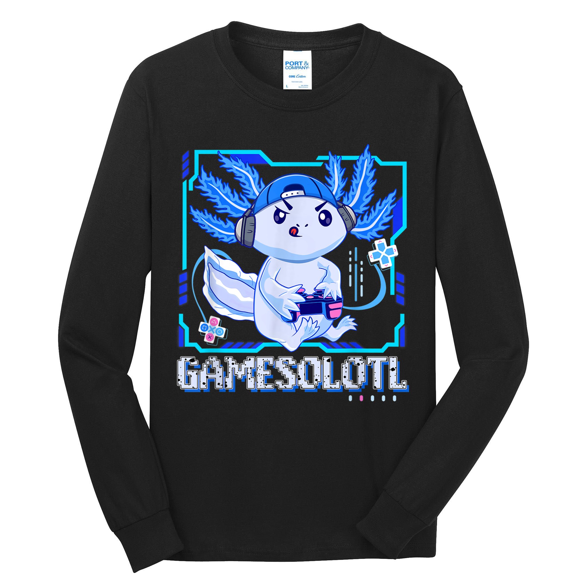 Gamesolotl Gamer Axolotl Boys Video Games Anime Lizard Tall Long Sleeve T-Shirt